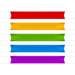 Red, Yellow, Green, Blue and Purple Empty Banners