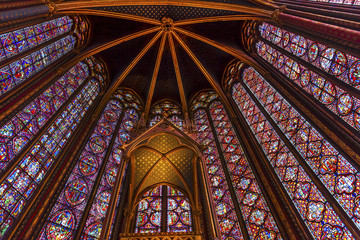 Stained Glass Cathedral Ceiling Sainte Chapelle Paris France