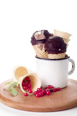 ice cream conewith fresh berries