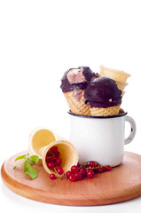 ice cream conewith fresh berries