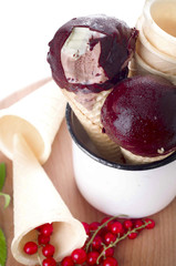 ice cream conewith fresh berries