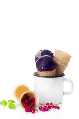 ice cream conewith fresh berries
