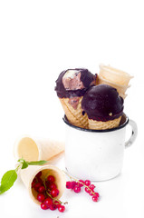 ice cream conewith fresh berries