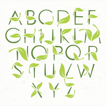 Vector green eco alphabet