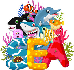 Obraz premium Sea life cartoon