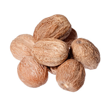 Nutmeg isolated on white background.