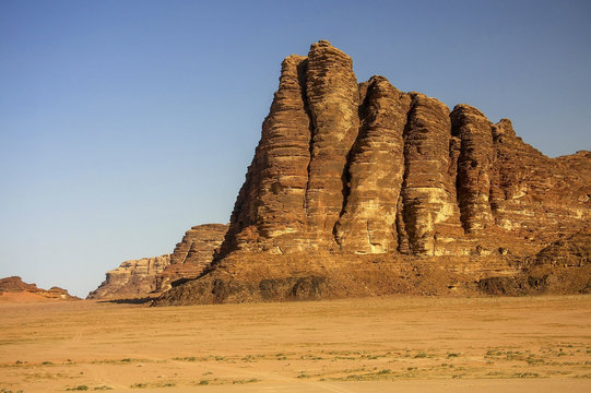 The seven pillars in Wadi Rum, Jordan