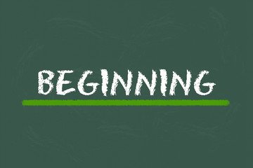Obraz premium beginning white script on a green blackboard