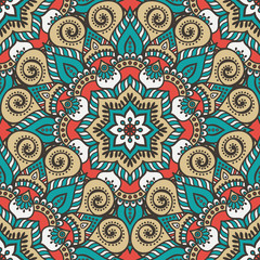 Ethnic floral seamless pattern
