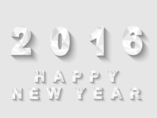 2016 LOW POLY WHITE HAPPY NEW YEAR
