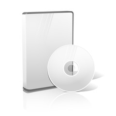 White realistic isolated DVD, CD, Blue-Ray case with disk