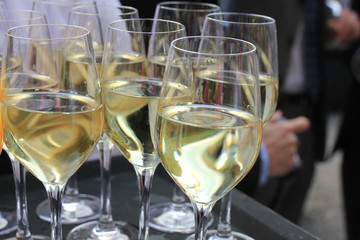 Glasses on a tray