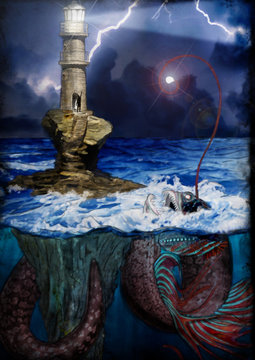 Faro e mostro gigantesco