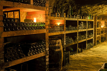 wine archive in wine cellar, Czech Republic