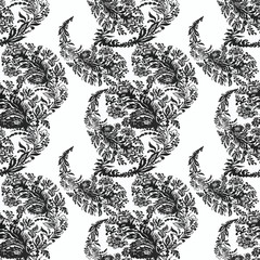 Seamless patterns with Beautiful flowers, watercolor illustration