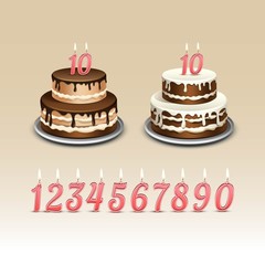 Birthday Cake with Candles Numerals