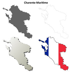 Fototapeta premium Charente-Maritime (Poitou-Charentes) outline map set