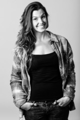 Woman, model of fashion, wearing casual clothes