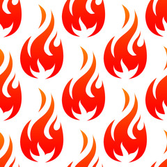 Fire flames with red blaze seamless pattern