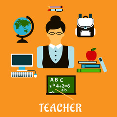 School teacher profession flat concept.