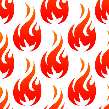 Fire flames with red blaze seamless pattern