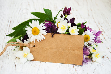 Flowers with vintage tag
