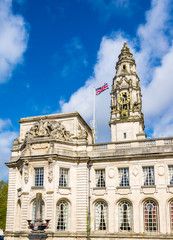 Details of City Hall of Cardiff - Wales, Great Britain