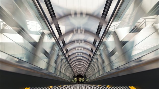 Time lapse up and down the Sky Escalator of the Umeda Sky Building in Osaka, Japan