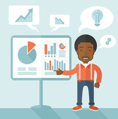 Black speaker presenting his report.