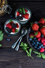 Diet parfait with granola and fresh fruit