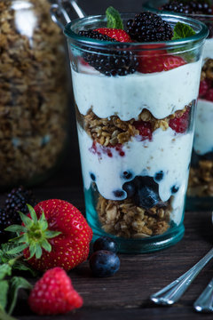 Diet Parfait With Granola And Fresh Fruit