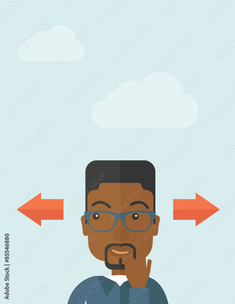 Poster Man with arrow left and right.