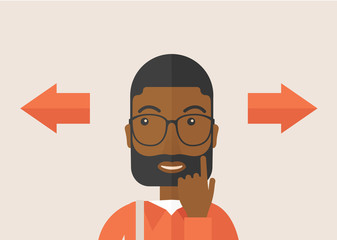 Man with arrow left and right.