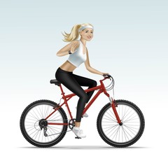 Blonde Woman Girl Female Riding a Bicycle