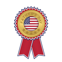 Father day seal on gold coin and red blue 2 ribbon with center flag