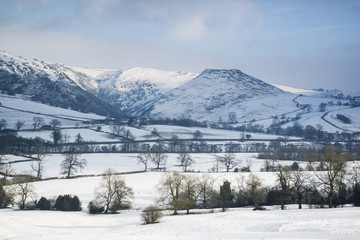 Fototapeta na wymiar Beautiful Winter landscape snow covered fields in countryside
