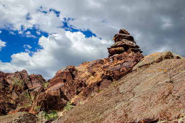 Place of worship for Altai heathens in bright day