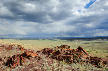 Place of worship for Altai heathens in bright day