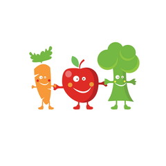 Happy fruit and vegetables characters