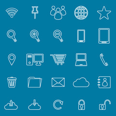 Internet line icons on blue background