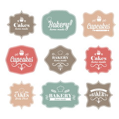 Collection of vintage retro bakery logo labels