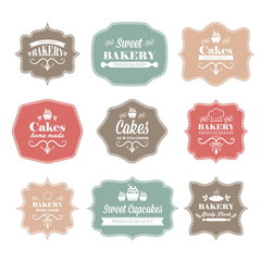 Collection of vintage retro bakery logo labels