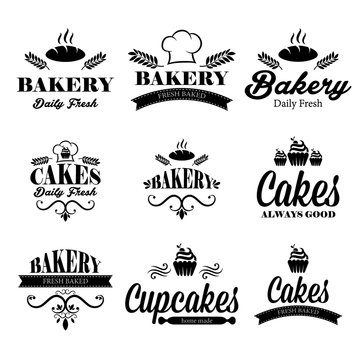 Set of black bakery logos