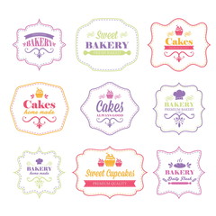 Collection of vintage retro bakery logo labels