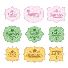 Collection of vintage retro bakery labels