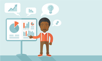 Black speaker presenting his report.