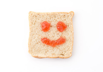 whole wheat bread with strawberry jam