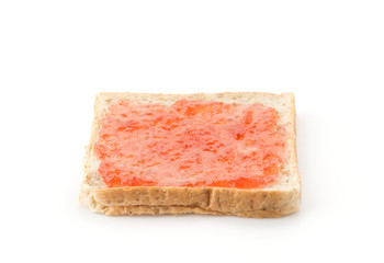whole wheat bread with strawberry jam