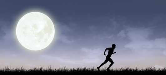 Full moon with night sky silhouette background - 85552007