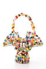 Bead woven vase isolated on white background